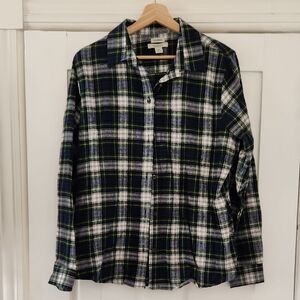 L.L. Bean Navy and Green Plaid Shirt